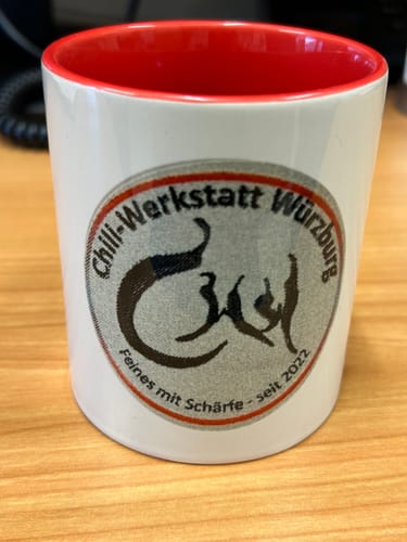 Customer photo review of TassenExpress - Becher Keramik Tasse mit Logo bedruckt 325ml Firmenlogo