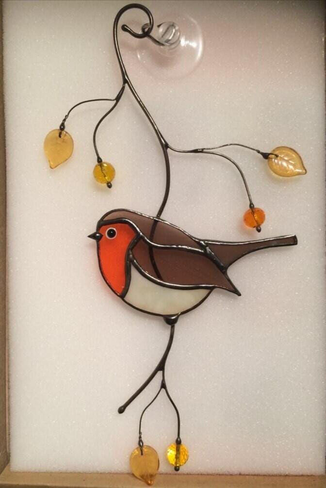 Customer photo review of Stained glass Robin Bird