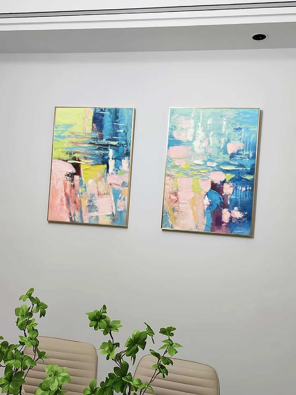 Customer photo review of Colorful Abstract Painting Canvas Set of 2 #AP086
