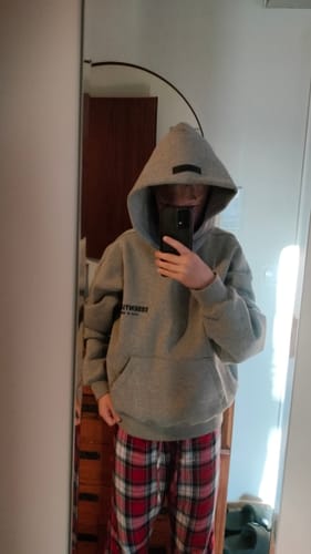 Customer photo review of Fear of God Essentials Hoodie 'Dark Oatmeal'