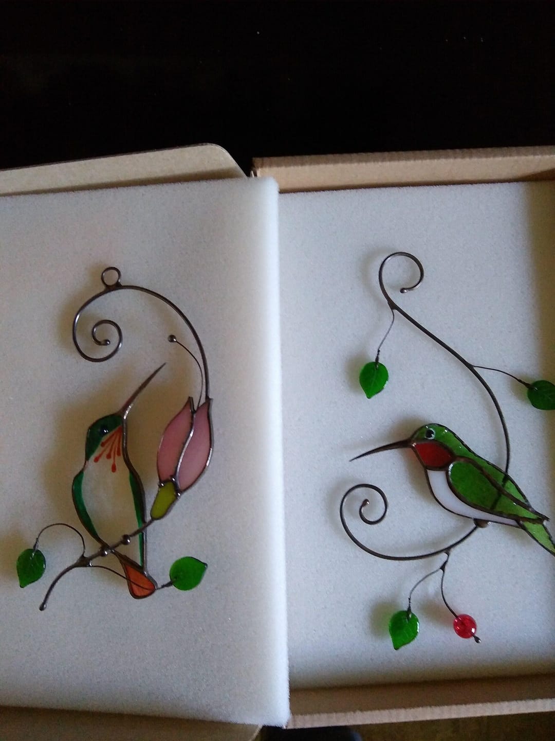 Customer photo review of Green Ruby-throated Hummingbird window hanging