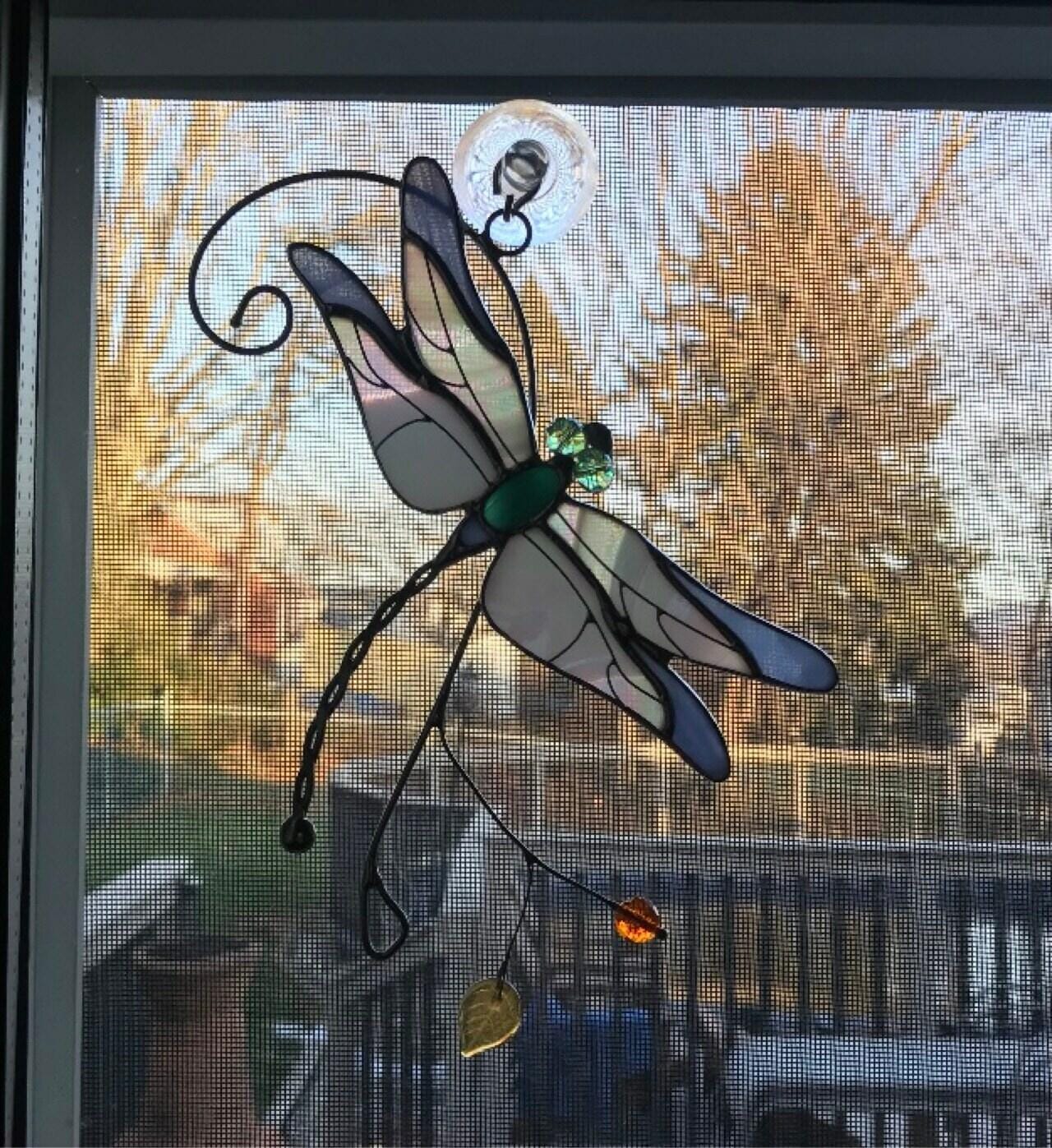 Customer photo review of Stained glass Blue Dragonfly