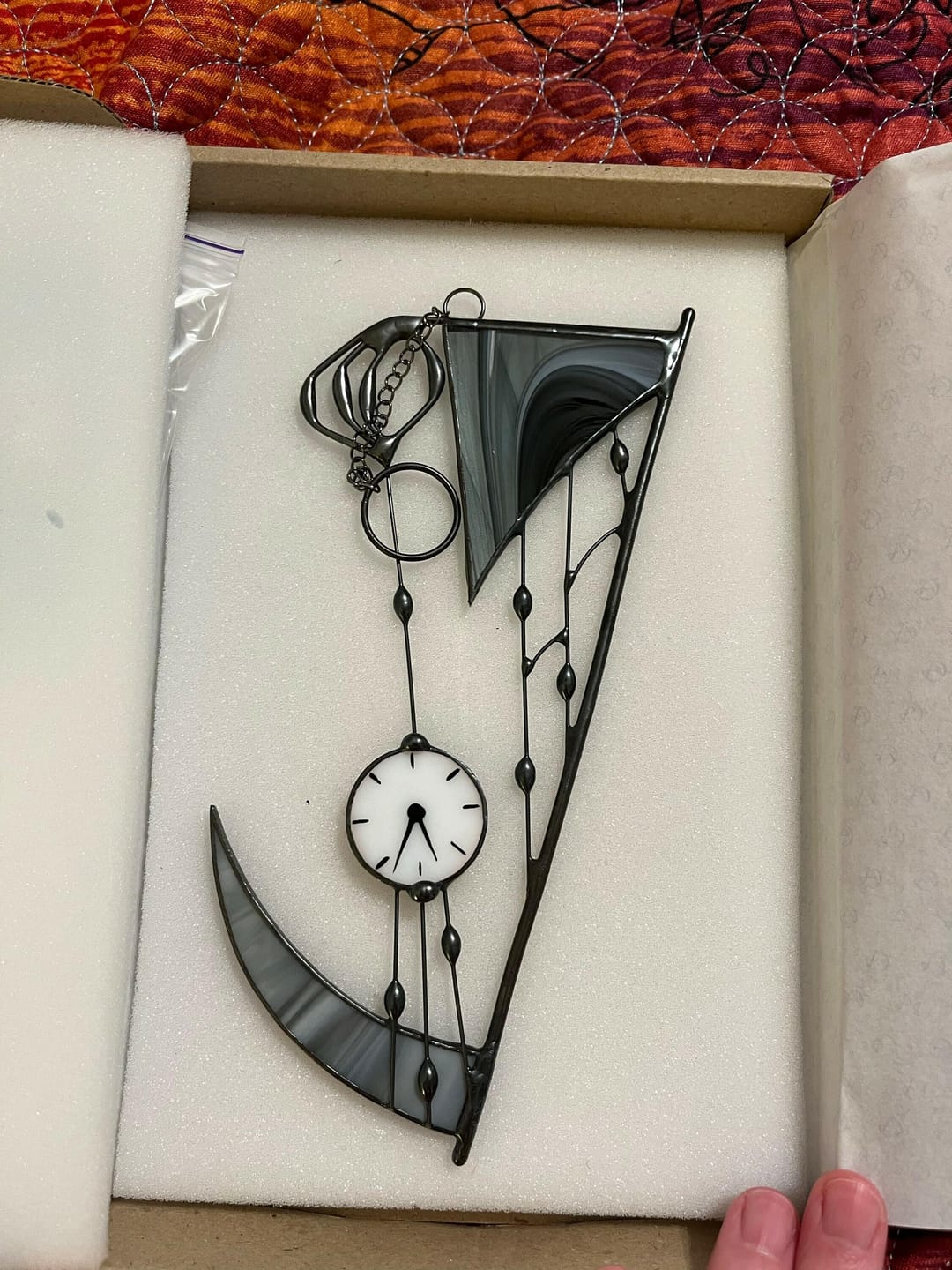 Customer photo review of Suncatcher stained glass "Hand of Death"