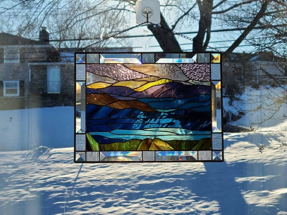 Customer photo review of Stained glass panel Blue Ridge Mountains