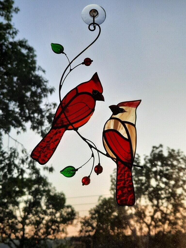 Customer photo review of Hugging Red Cardinals