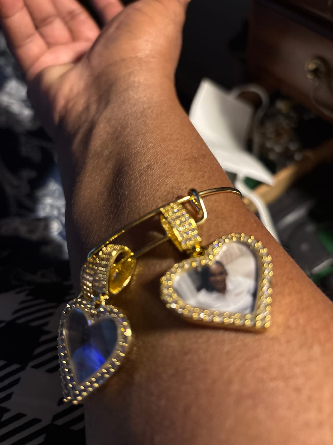 Customer photo review of Hearts Photo Bangle Bracelet