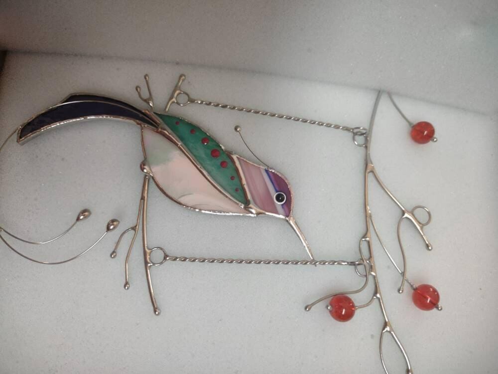 Customer photo review of Purple Hummingbird Suncatcher