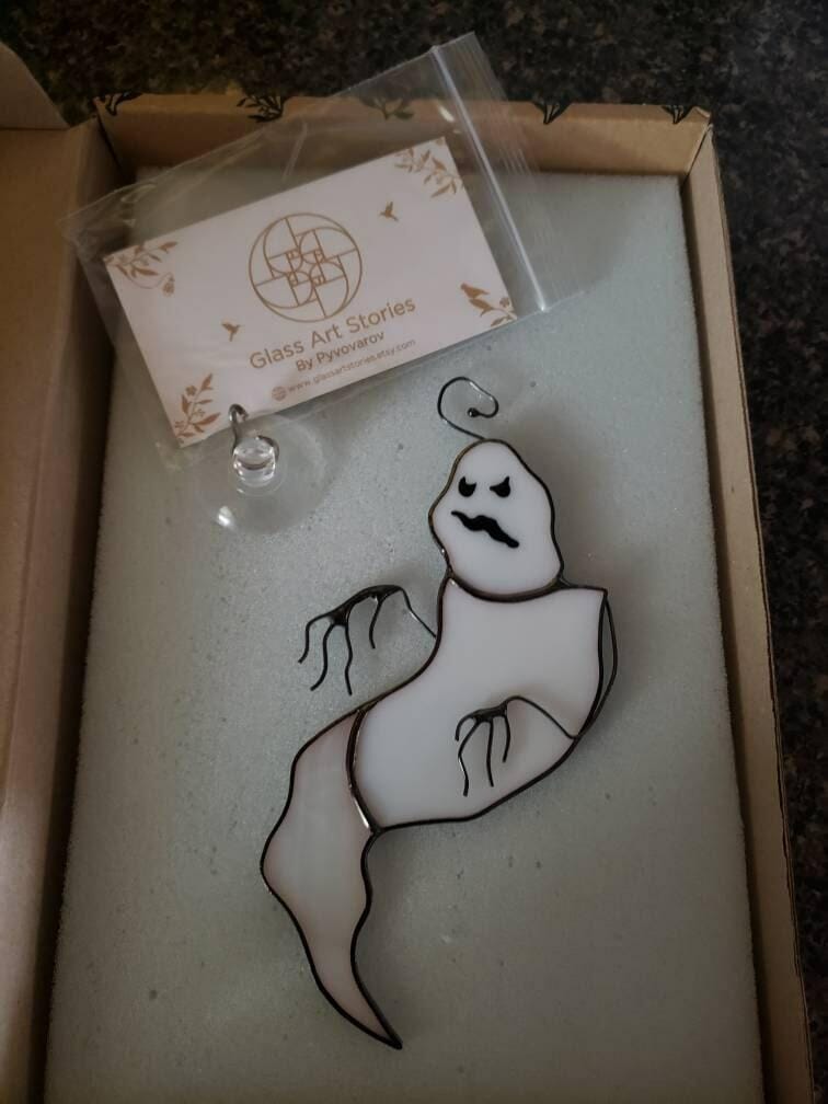 Customer photo review of Stained glass suncatcher "Crooked Ghost"