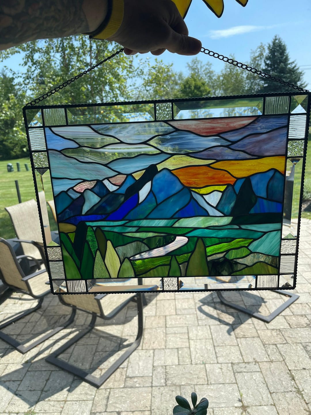 Customer photo review of Mountain Stained glass Grand Teton National Park