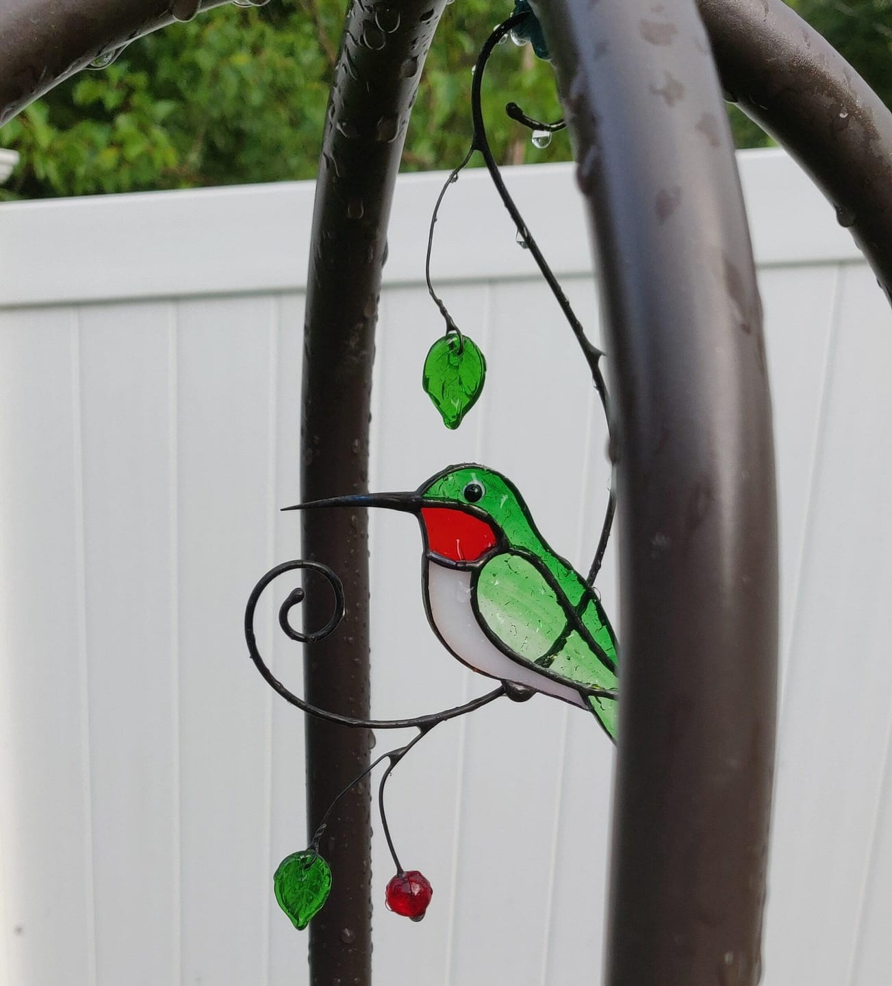 Customer photo review of Green Ruby-throated Hummingbird window hanging