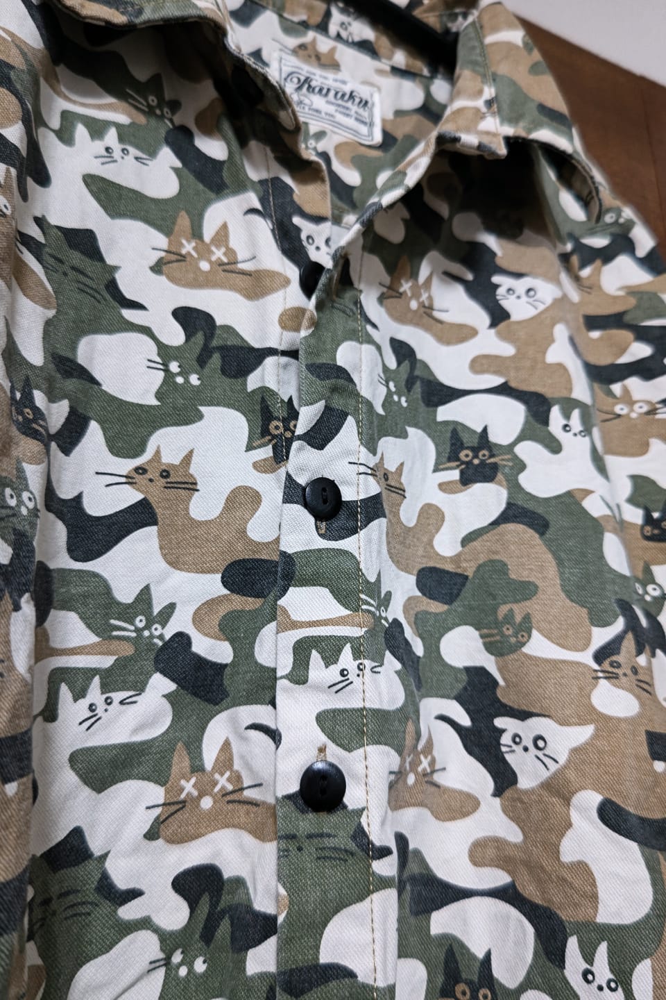 Customer photo review of Cat Camouflage Pattern Cotton Work Shirt