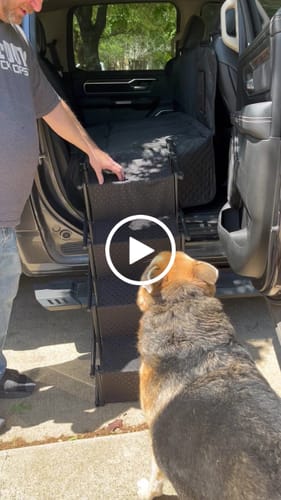 Customer video review of NEW Waterproof Hard Bottom Car & Truck Seat Foldable Hammock Cover With Storage Pockets, Side Flaps, Headrest Straps, Seat Anchors, & Mesh Window (+FREE SAFETY BELT!)