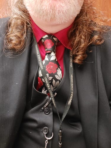 Customer photo review of Ties2you Dress Vest Pure Black Solid Notched Collar Silk Business Tuxedo Vest for Men