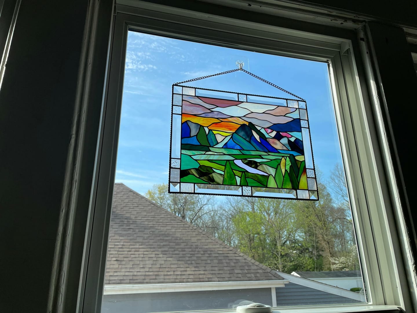 Customer photo review of Mountain Stained glass Grand Teton National Park