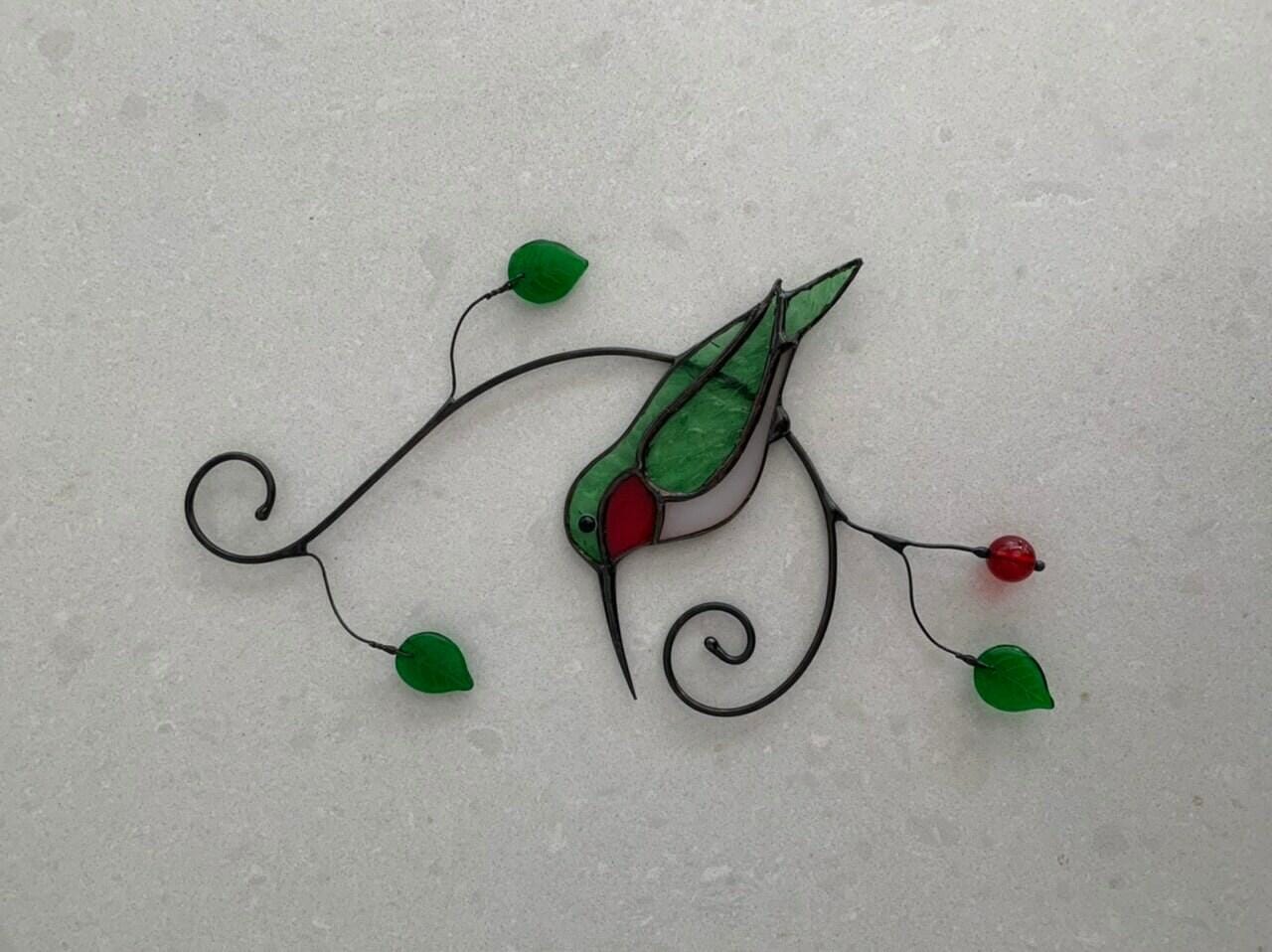 Customer photo review of Green Ruby-throated Hummingbird window hanging