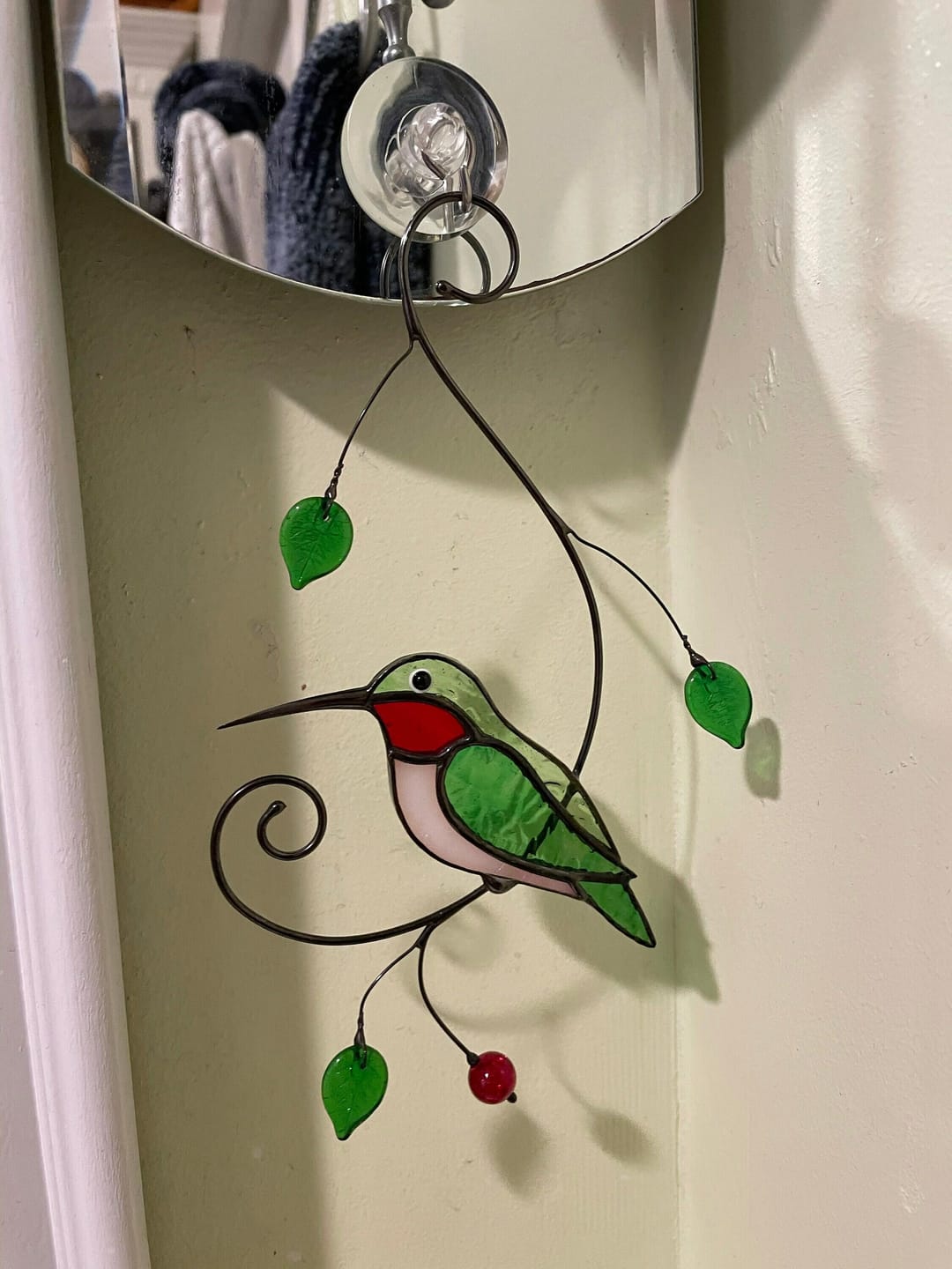 Customer photo review of Green Ruby-throated Hummingbird window hanging