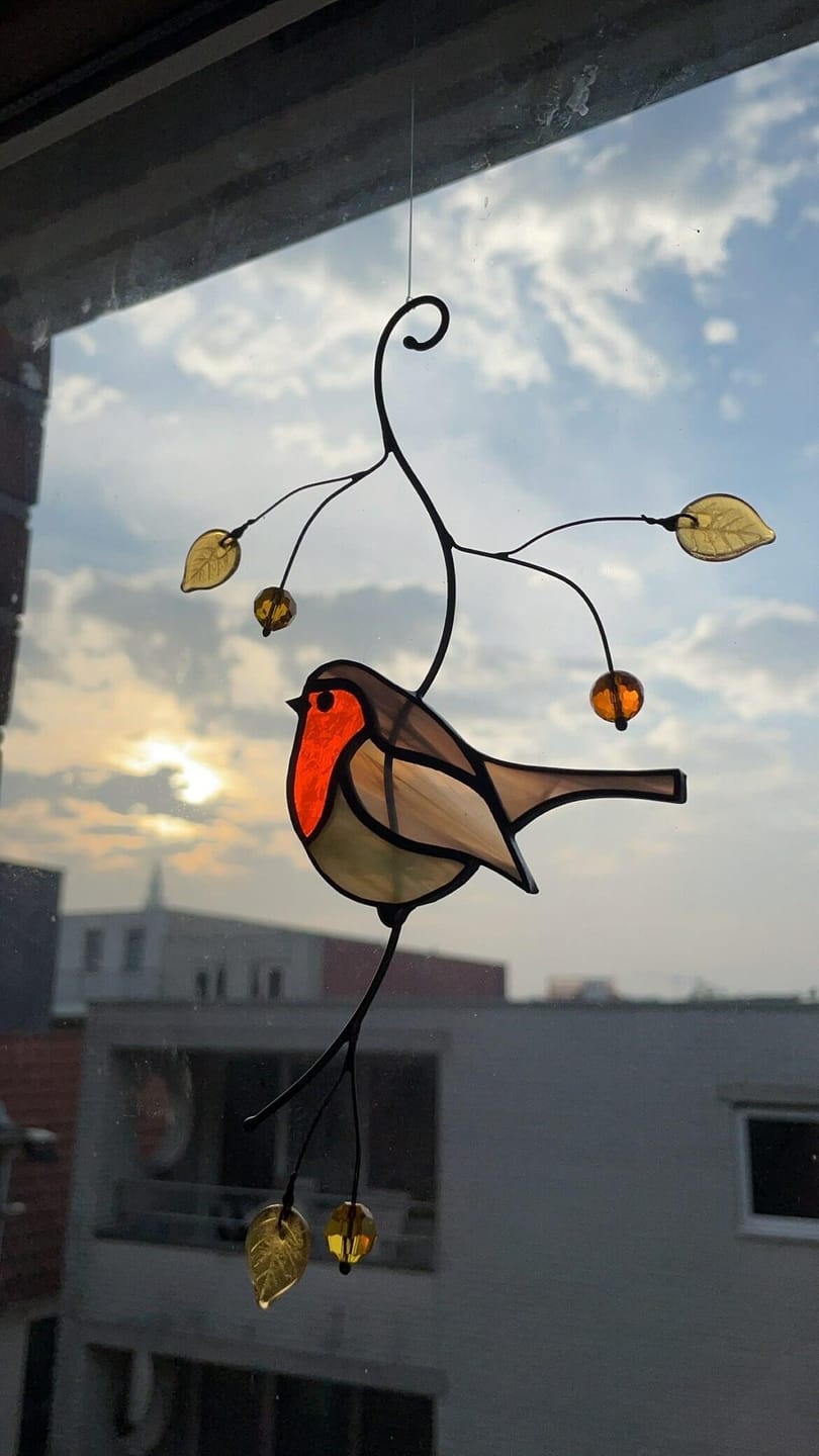Customer photo review of Stained glass Robin Bird