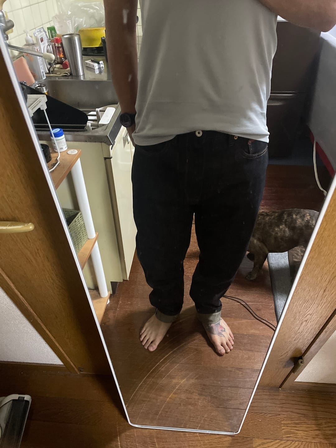 Customer photo review of Double Red Selvedge 13.8oz Tapered Jeans