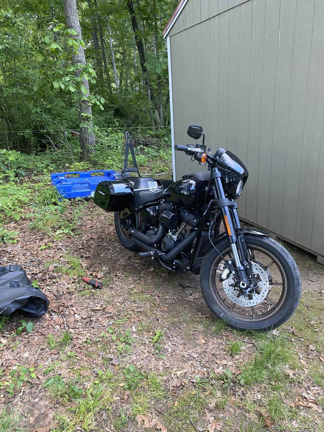 Customer photo review of Iron Born Blade 25" Sissy Bar with Foldable Luggage Rack for Harley Softail Low Rider S FXLRS Matte Black
