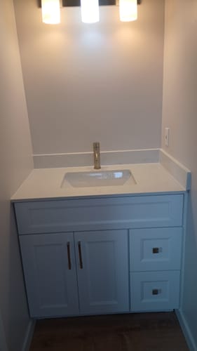 Customer photo review of Nova- 36" Bathroom Vanity (3 colors) With Quartz Countertop / Right Side Drawers