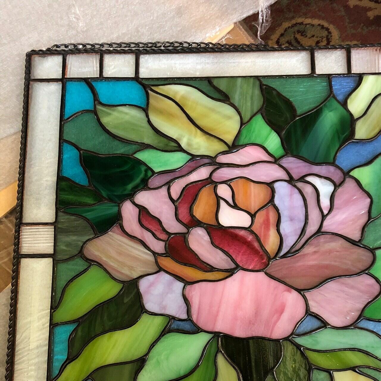 Customer photo review of Classic flower stained glass panel Pink Peony