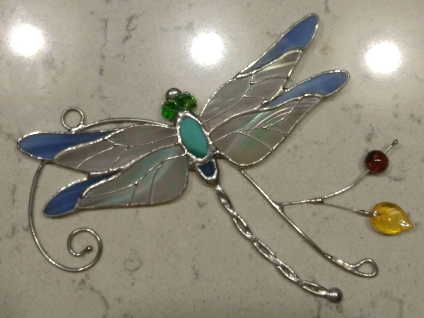 Customer photo review of Stained glass Blue Dragonfly