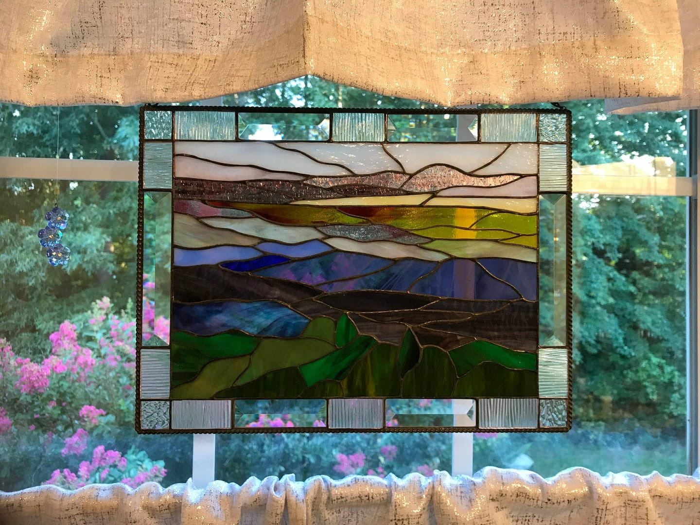 Customer photo review of Stained glass panel Blue Ridge Mountains