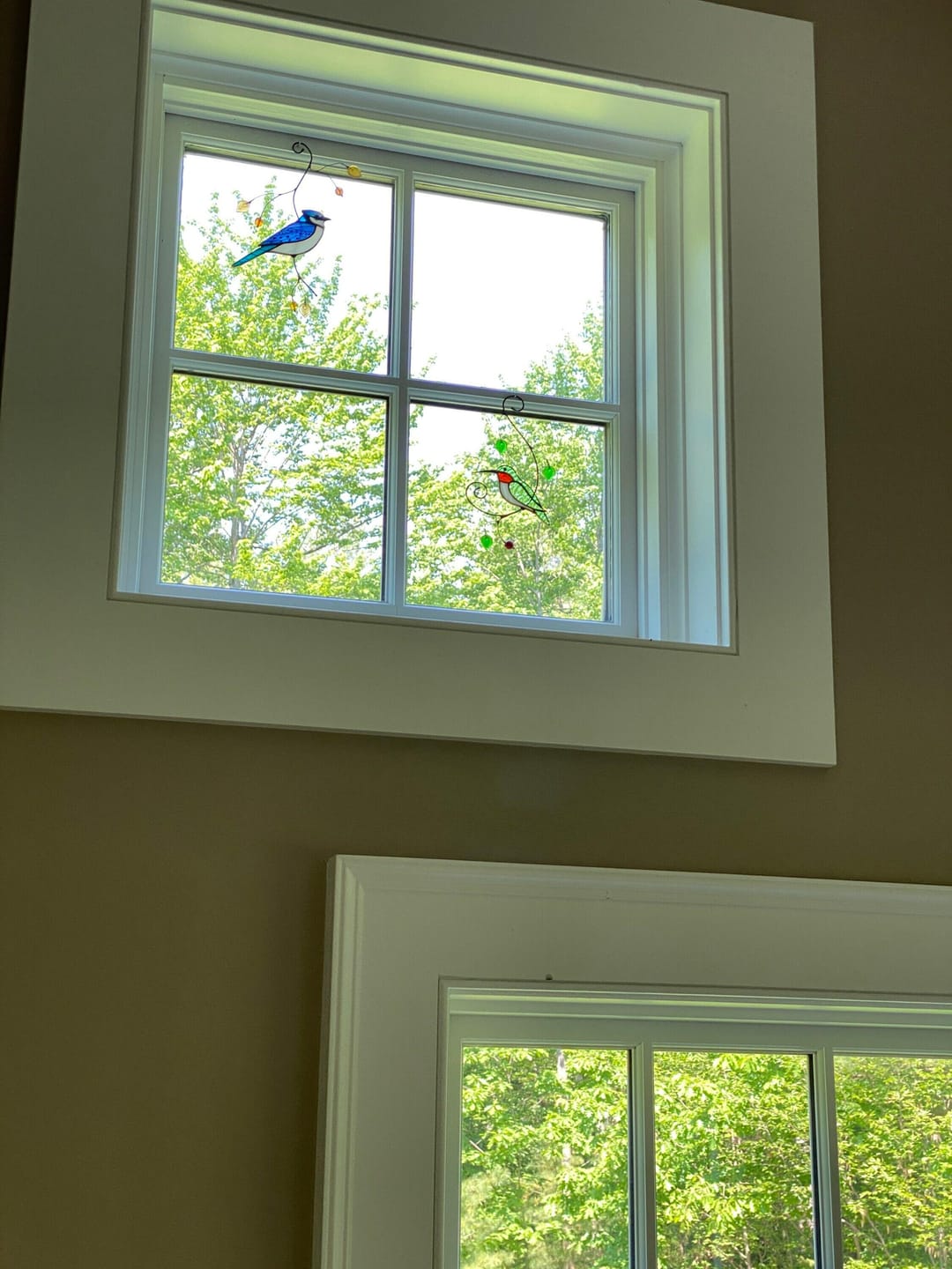 Customer photo review of Blue Jay stained glass bird realistic on a branch