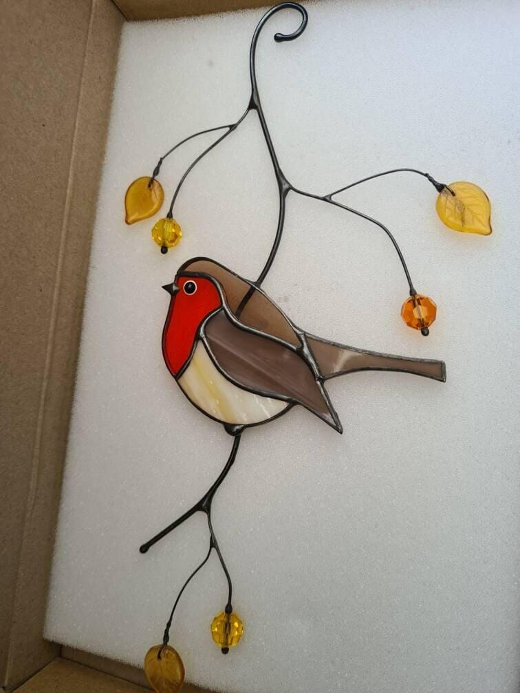 Customer photo review of Stained glass Robin Bird