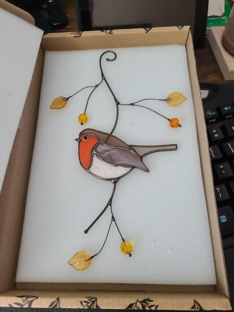 Customer photo review of Stained glass Robin Bird