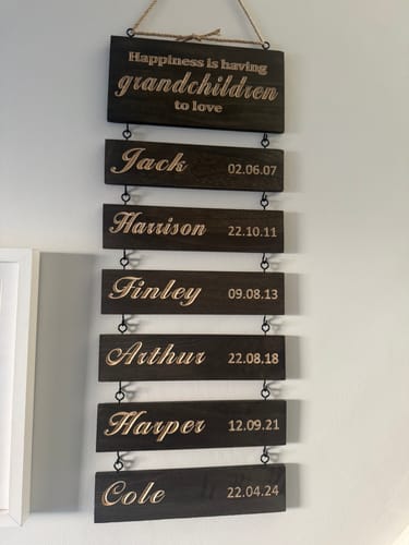 Customer photo review of Personalized Grandkids Hanging Sign (Engraved) Family Keepsake