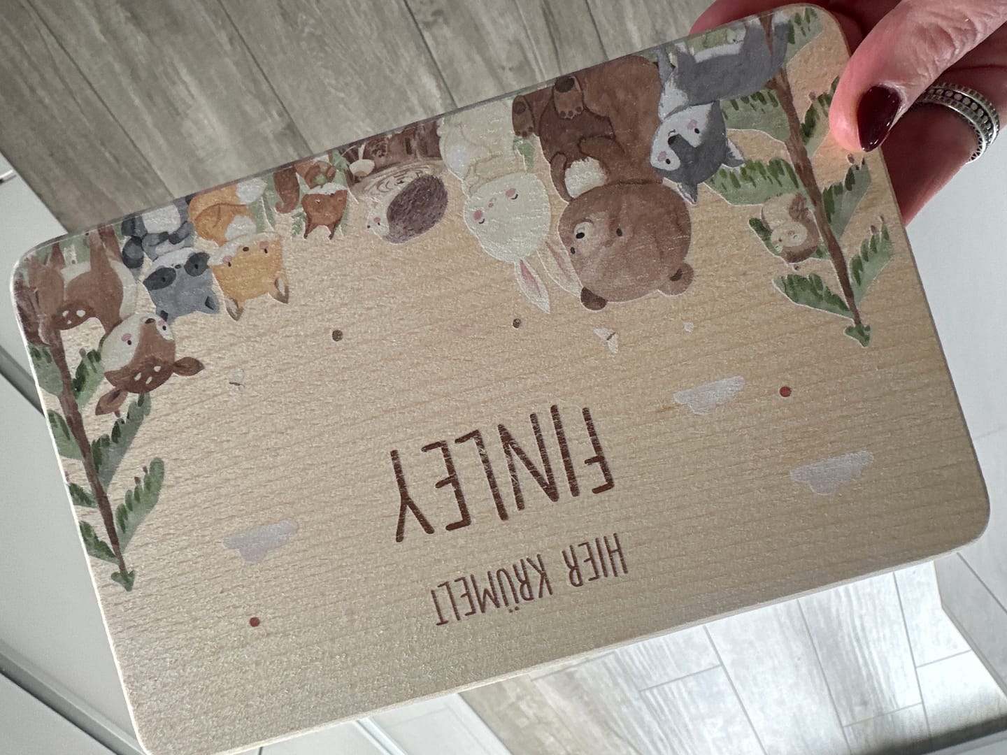 Customer photo review of Personalisiertes Frühstücksbrettchen Waldtiere
