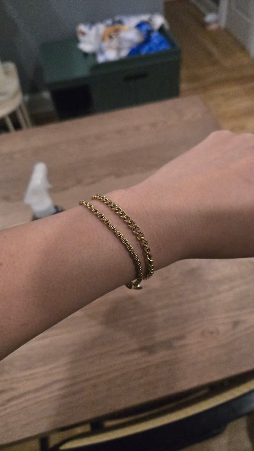 Customer photo review of 3mm Rope + 4mm Cuban Bracelet Set