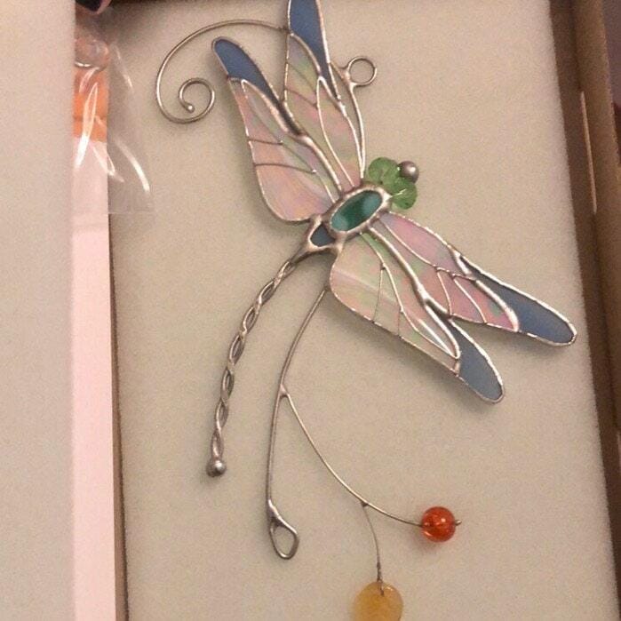 Customer photo review of Stained glass Blue Dragonfly