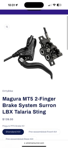 Customer photo review of Magura MT5 2-Finger Brake System Surron LBX Talaria Sting