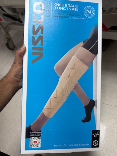 Customer photo review of Knee Brace - Long (19" Brace) | Ideal firm Knee support that limits knee motion & stabilizes the knee with mediolateral metal supports | Color - Beige