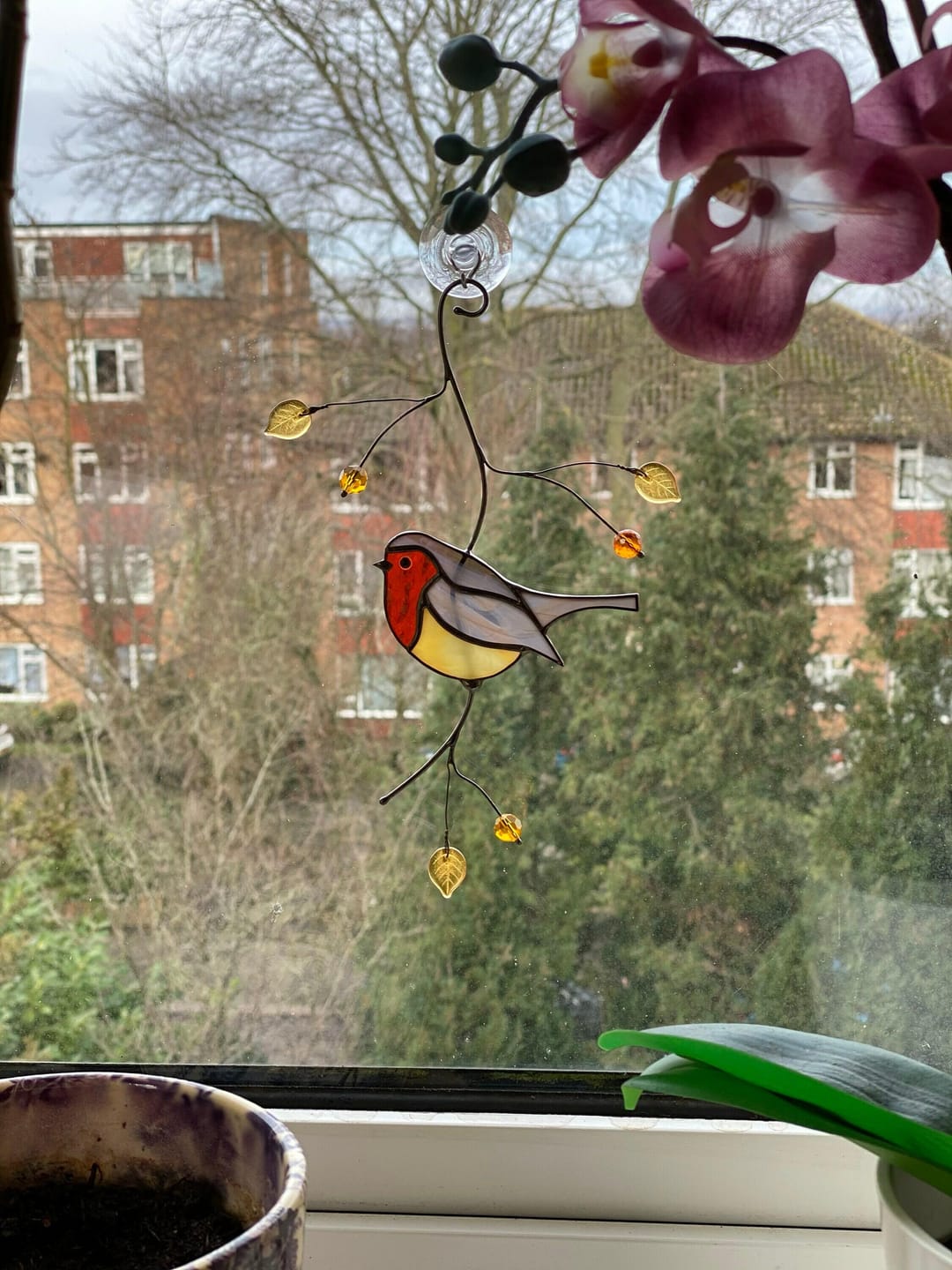 Customer photo review of Stained glass Robin Bird