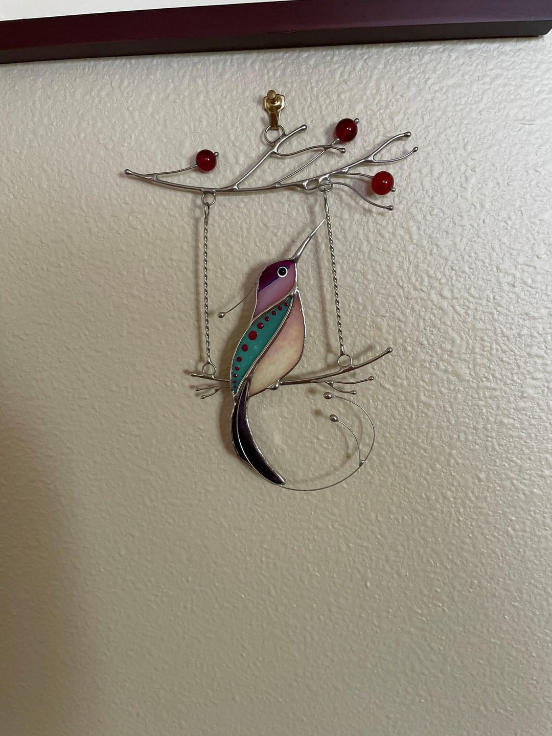 Customer photo review of Purple Hummingbird Suncatcher