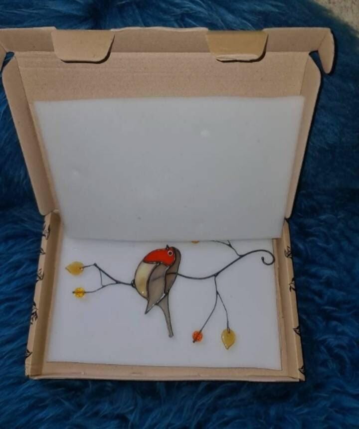 Customer photo review of Stained glass Robin Bird