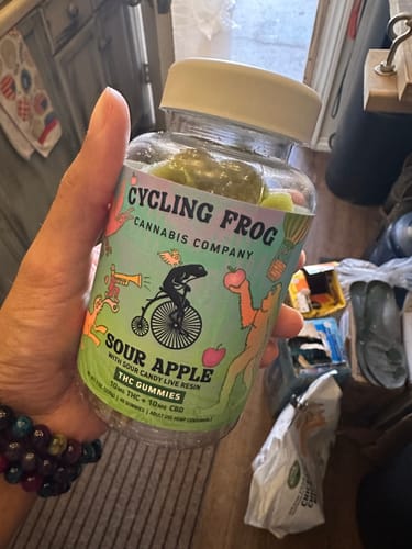 Customer photo review of Live Resin Sour Apple Gummies, 10mg THC + 10mg CBD