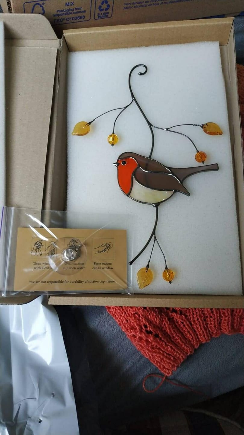 Customer photo review of Stained glass Robin Bird