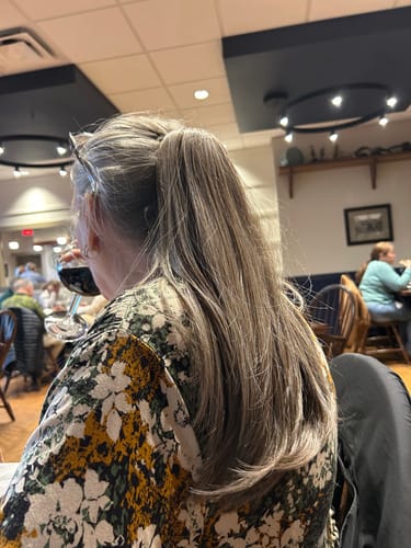 Customer photo review of JuvaBun Claw Clip Straight Ponytail Extension 17''