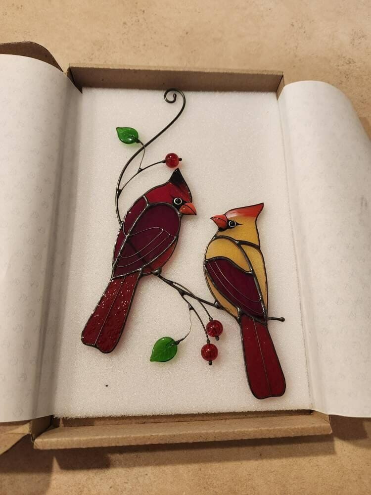 Customer photo review of Hugging Red Cardinals