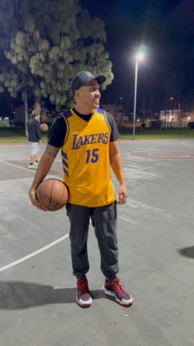 Customer photo review of Custom Black White Side Gradient Patttern Double Side Sports Uniform Basketball Jersey