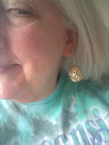 Customer photo review of HEIDI DAUS®"Fabulous Egg Fob" Crystal Convertible Dangle Earrings