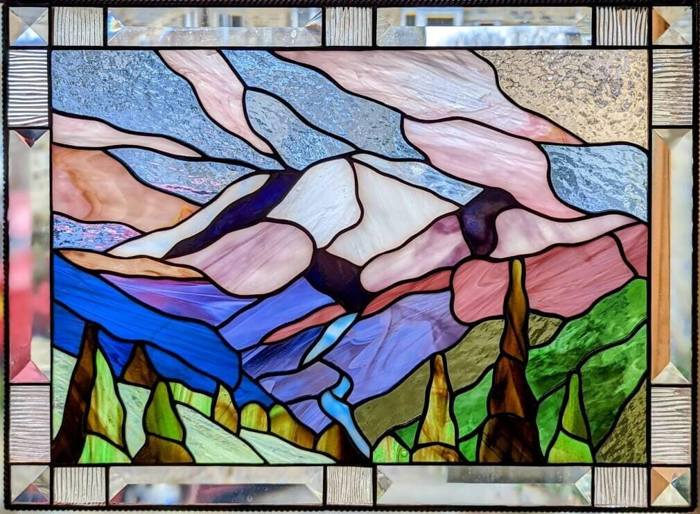 Customer photo review of Stained glass panel Mountain Rainier National Park