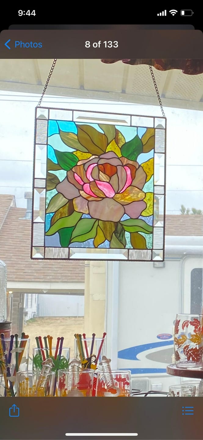 Customer photo review of Classic flower stained glass panel Pink Peony
