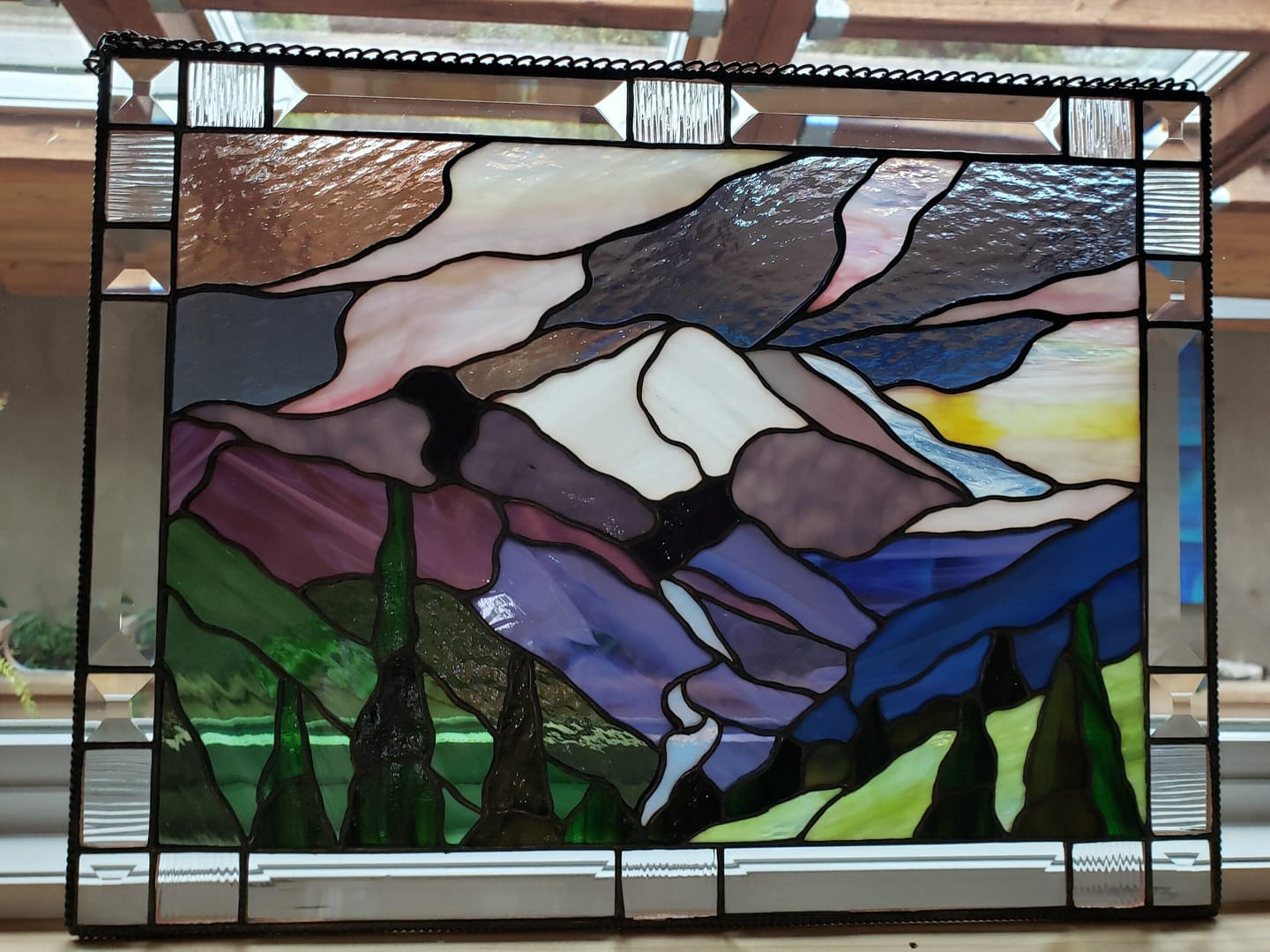 Customer photo review of Stained glass panel Mountain Rainier National Park