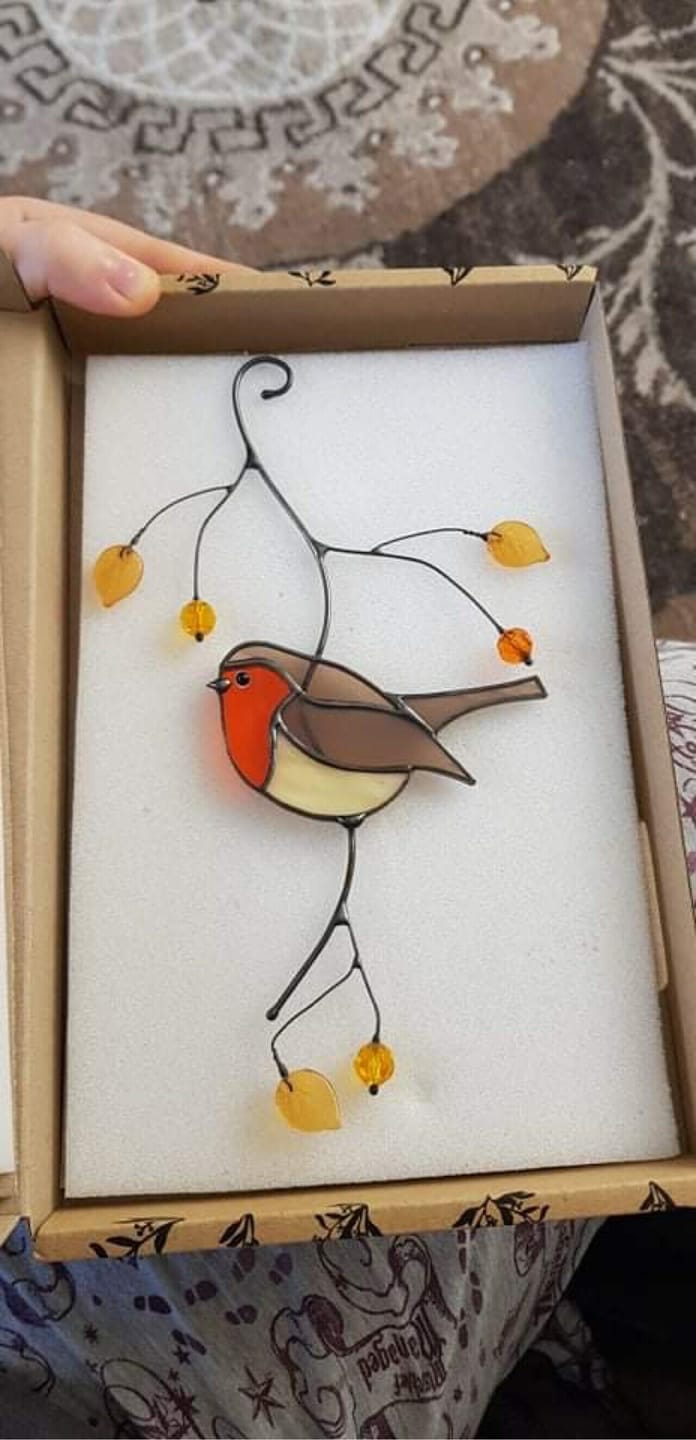 Customer photo review of Stained glass Robin Bird