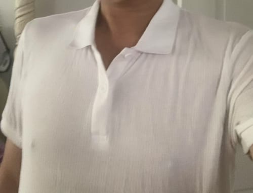 Customer photo review of Performance Ribbed Polo - White
